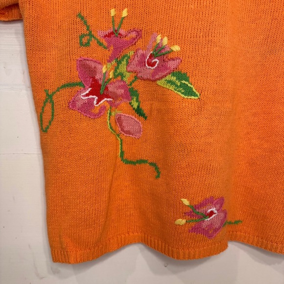 Susan‎ Bristol Cardigan Size S/M Short Sleeve Floral Tropical Embroidery Cotton - Picture 7 of 10